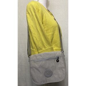 Kipling Lightweight Fold Over Flap Everyday Crossbody Purse, Light Gray
